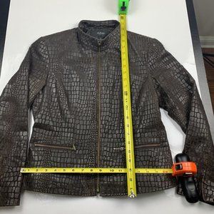 Women's Petite Alfani Snakeskin Leather Jacket